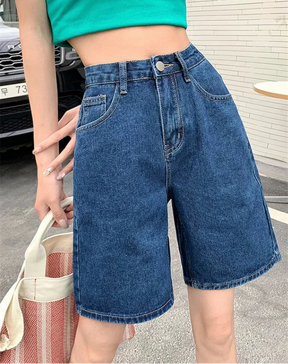 Y2K Chic Straight Leg High Waist Denim Shorts Jorts