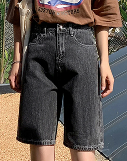 Y2K Chic Straight Leg High Waist Denim Shorts Jorts