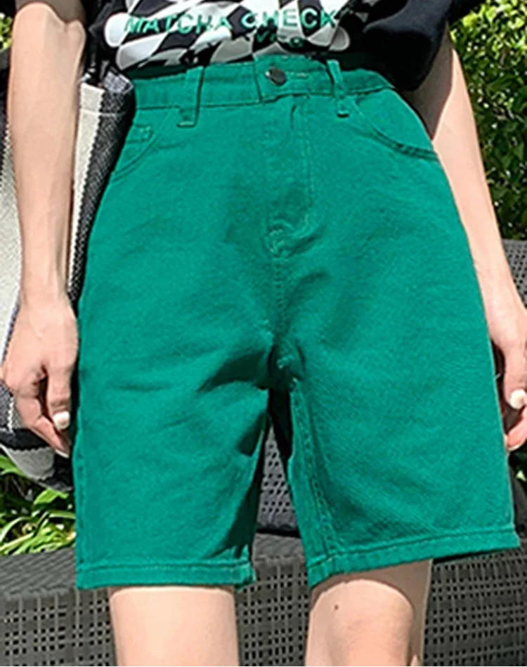 Y2K Chic Straight Leg High Waist Denim Shorts Jorts