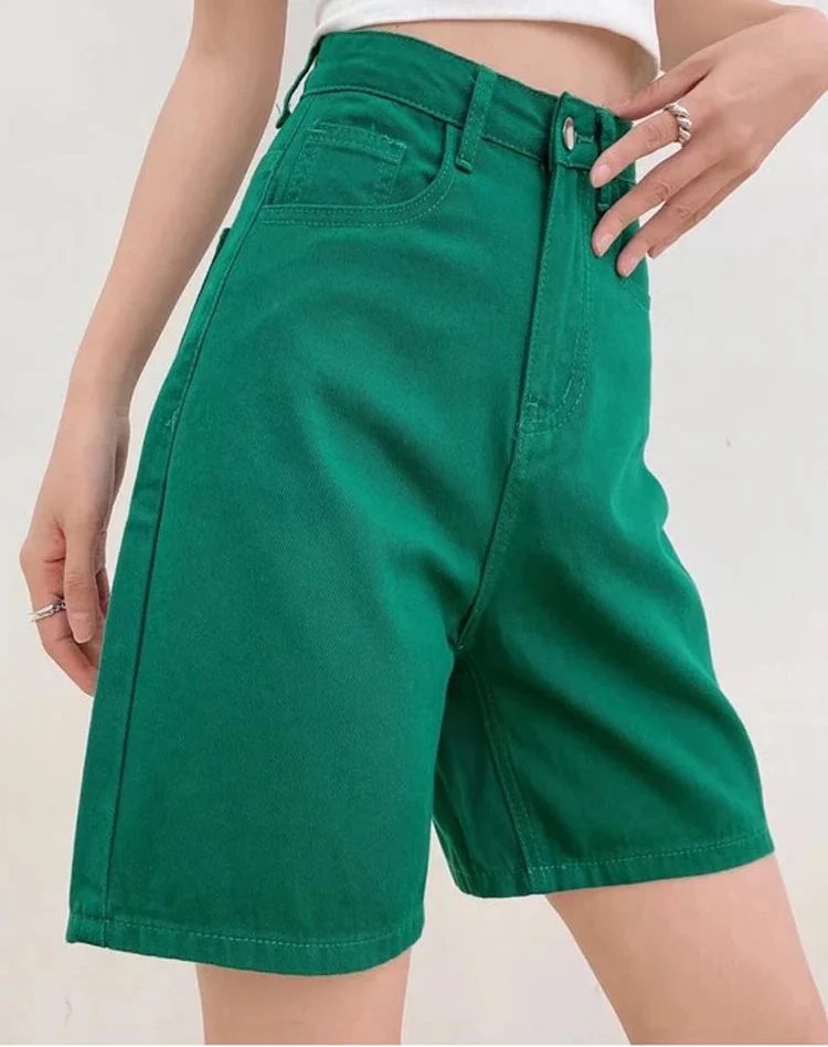 Y2K Chic Straight Leg High Waist Denim Shorts Jorts