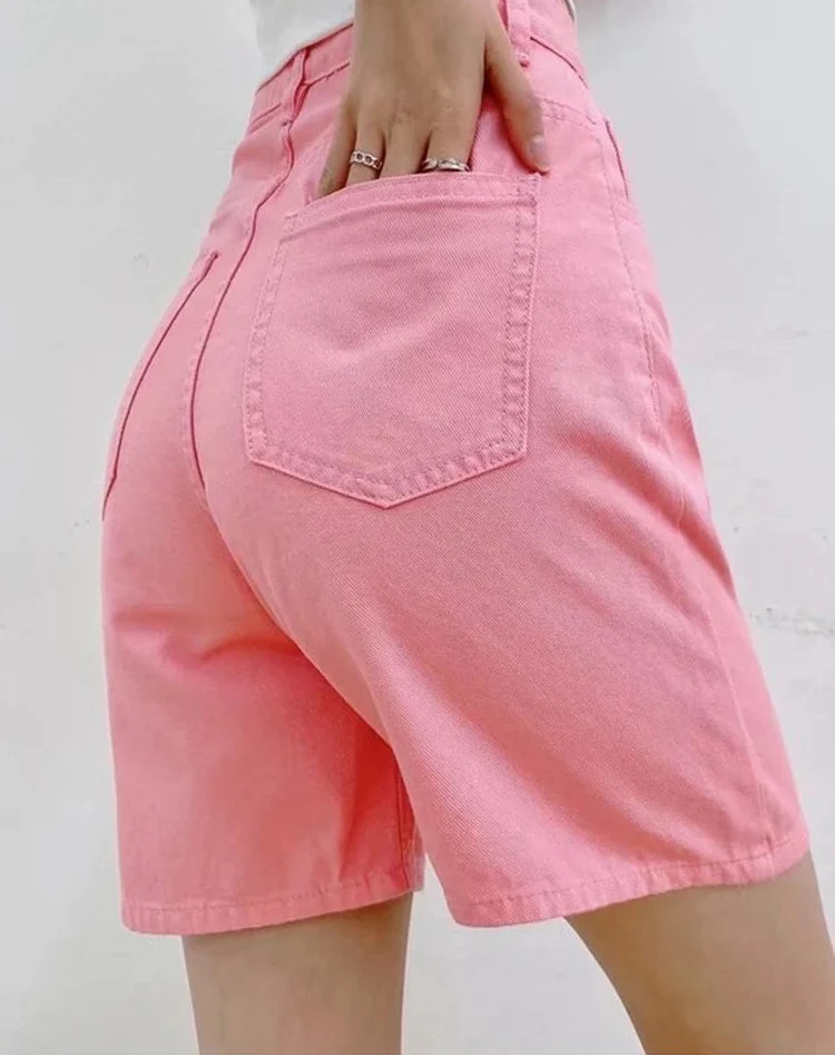 Y2K Chic Straight Leg High Waist Denim Shorts Jorts