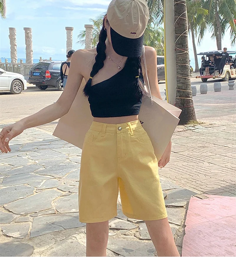 Y2K Chic Straight Leg High Waist Denim Shorts Jorts