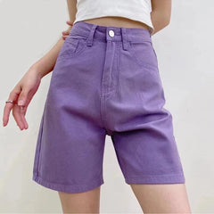 Y2K Chic Straight Leg High Waist Denim Shorts Jorts