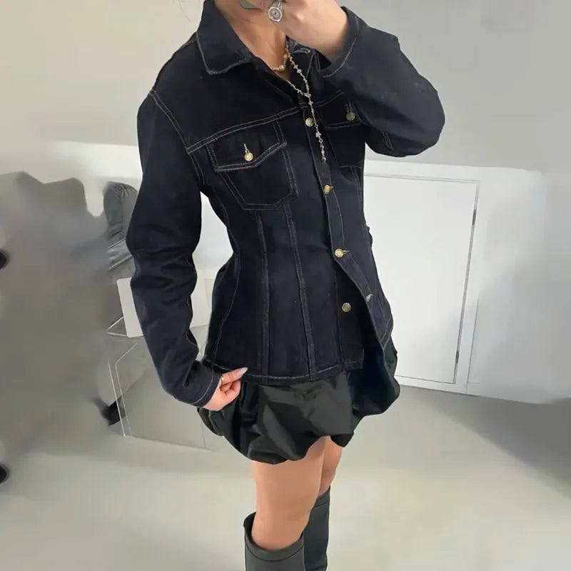 Y2K Cinch Bell Vintage Denim Jacket