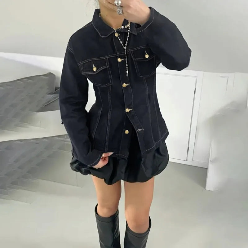 Y2K Cinch Bell Vintage Denim Jacket