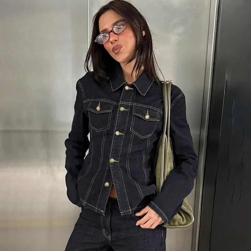 Y2K Cinch Bell Vintage Denim Jacket