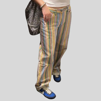 Y2K Contrast Striped Straight Leg Low Waist Jeans