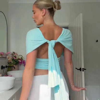 Y2K Cropped Low Cut Backless Halter Top