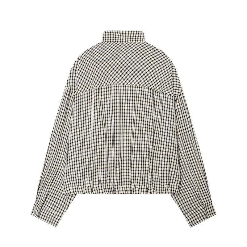 Y2K Cropped Plaid Womens Jacket Coat