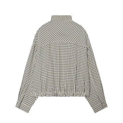 Y2K Cropped Plaid Womens Jacket Coat