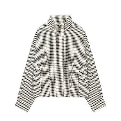 Y2K Cropped Plaid Womens Jacket Coat