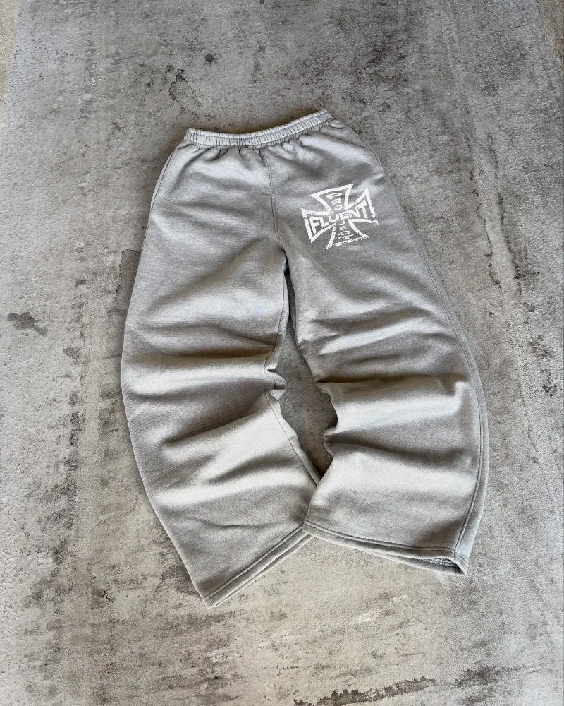 Y2K Cross Straight Leg Sweatpant Joggers Trousers