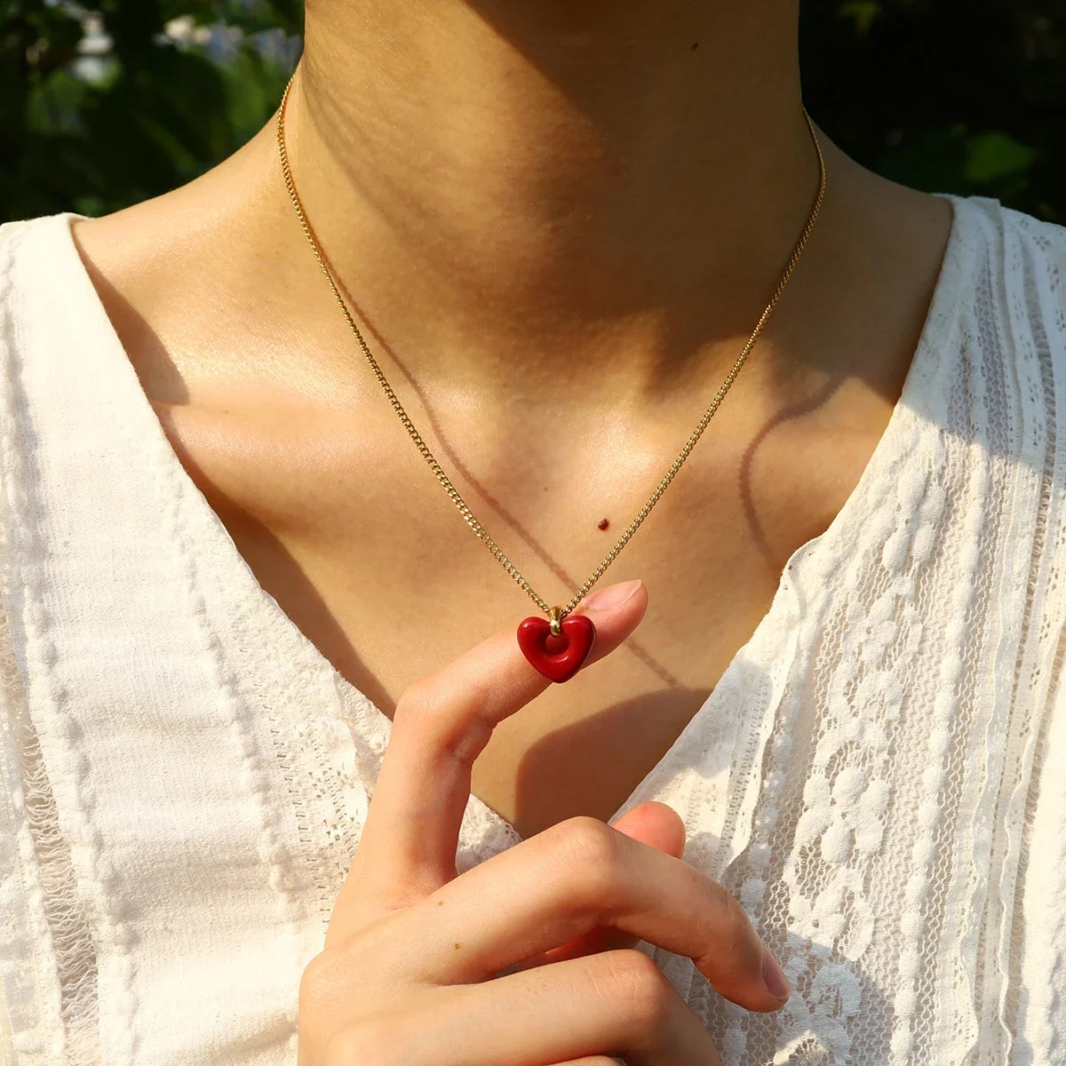 Y2K Cute Red Heart Pendant Necklace