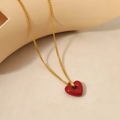 Y2K Cute Red Heart Pendant Necklace
