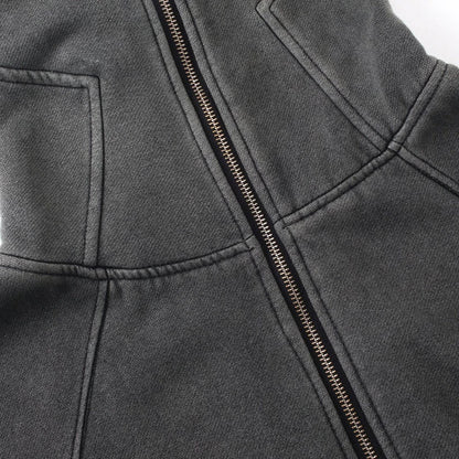 Y2K Dark Grey Balaclava Zip Up Hoodie