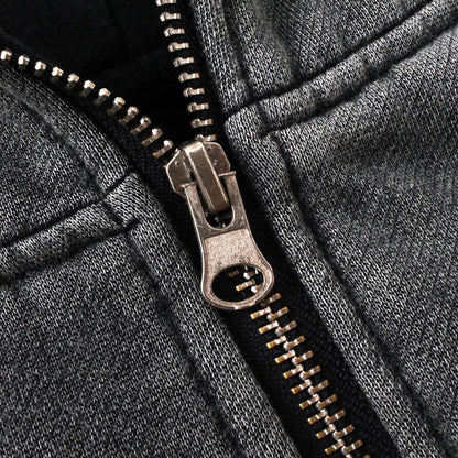 Y2K Dark Grey Balaclava Zip Up Hoodie