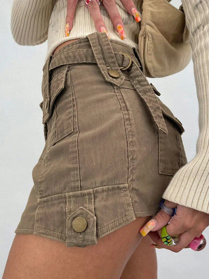 Y2K Denim Cargo Mini Skirt