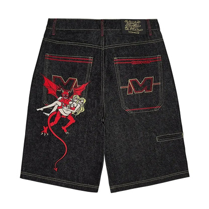 Y2K Devil's Work Graphic Jorts