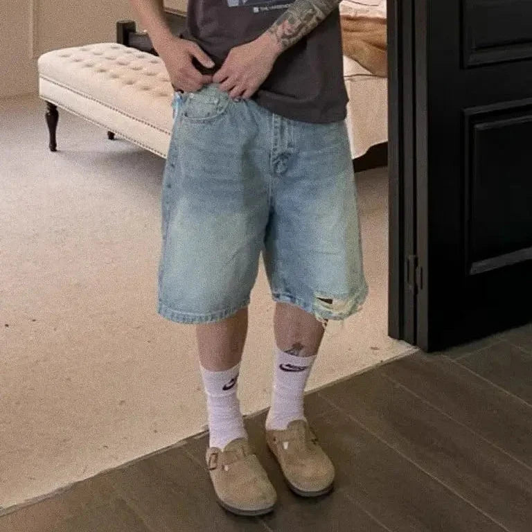 Y2K Distressed Design Cropped Jorts