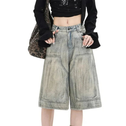 Y2K Distressed Street Womens Jorts