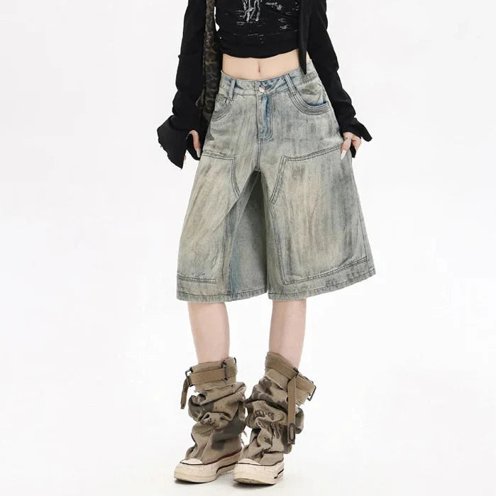 Y2K Distressed Street Womens Jorts