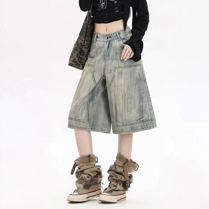 Y2K Distressed Street Womens Jorts