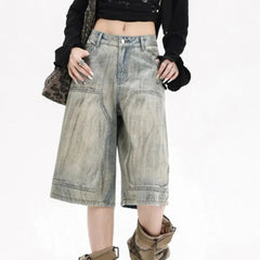 Y2K Distressed Street Womens Jorts