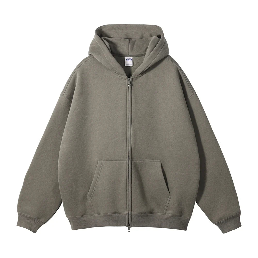 Y2K Double Headed Plain Zip Up Hoodie