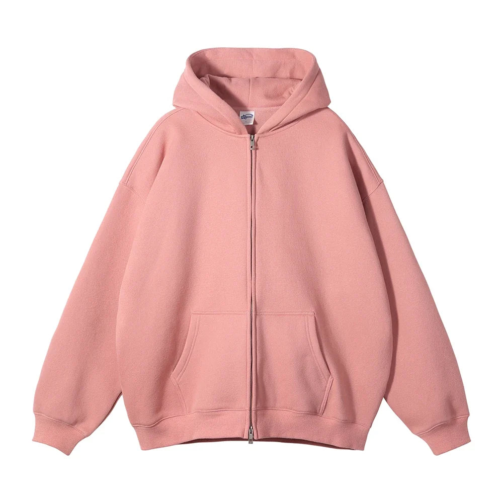 Y2K Double Headed Plain Zip Up Hoodie