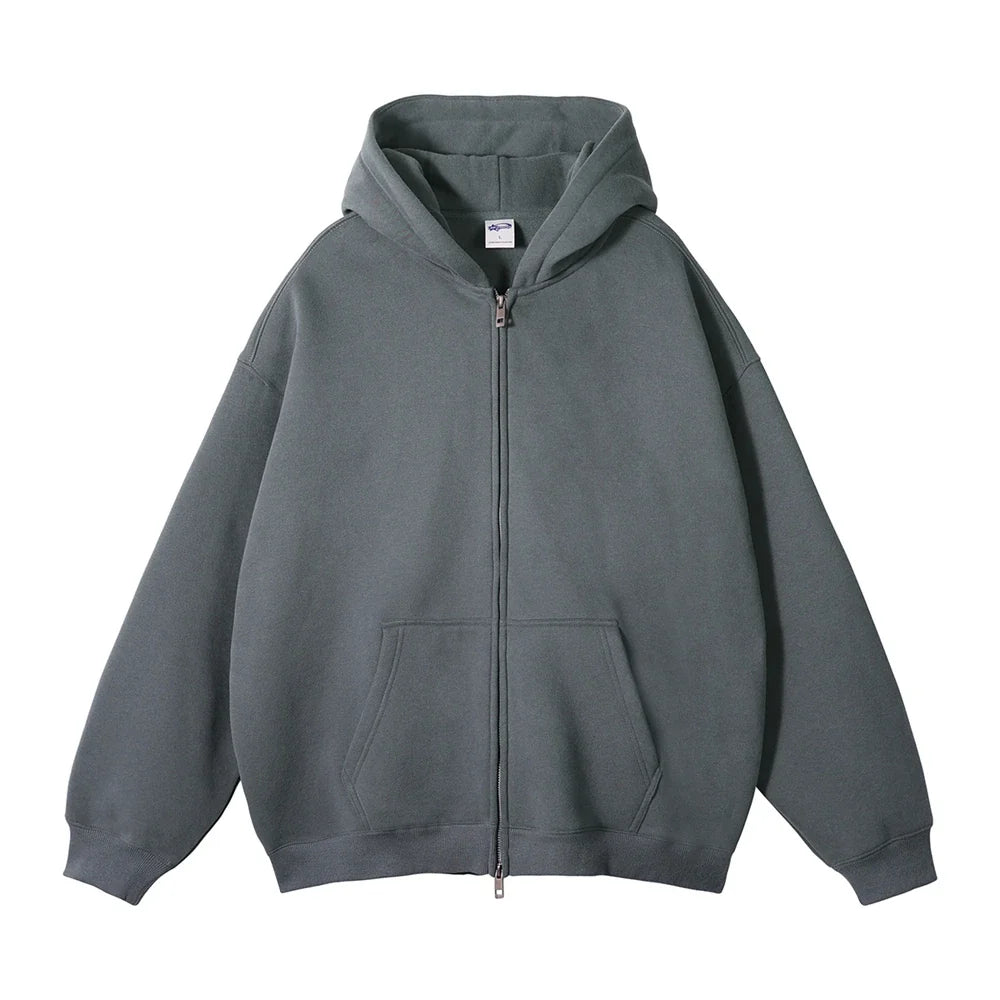 Y2K Double Headed Plain Zip Up Hoodie