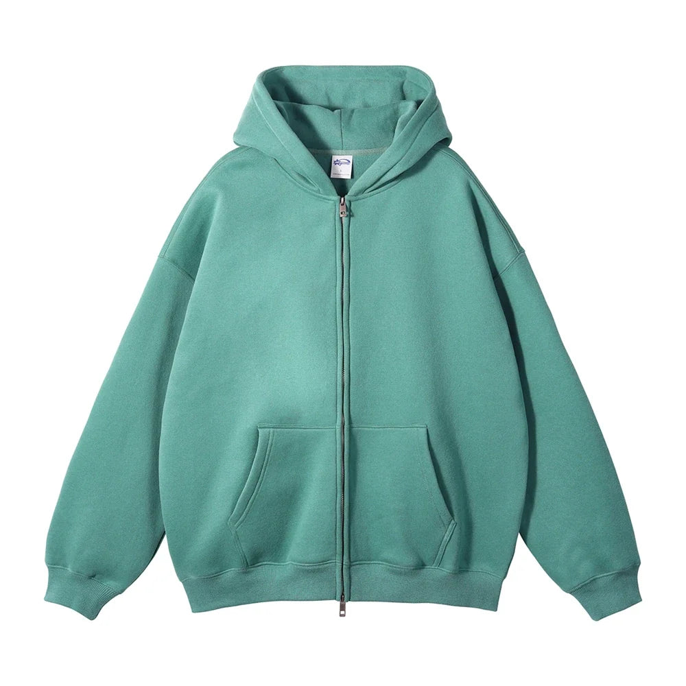 Y2K Double Headed Plain Zip Up Hoodie