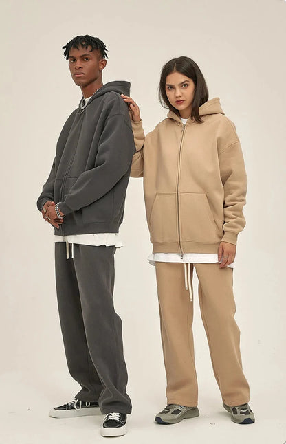 Y2K Double Headed Plain Zip Up Hoodie