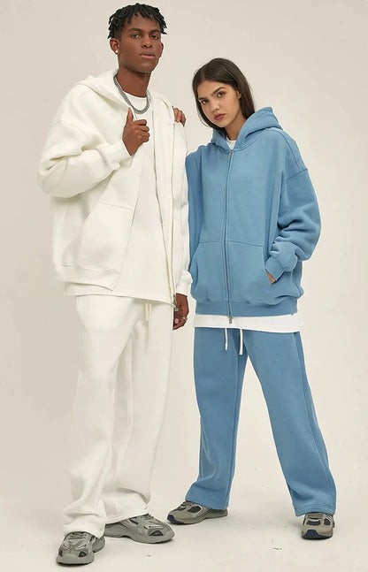 Y2K Double Headed Plain Zip Up Hoodie
