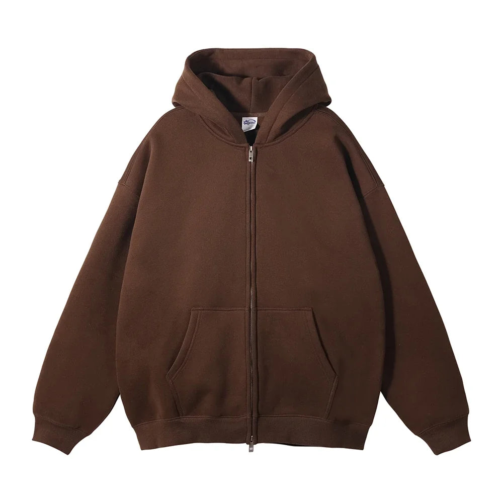 Y2K Double Headed Plain Zip Up Hoodie