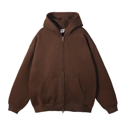 Y2K Double Headed Plain Zip Up Hoodie