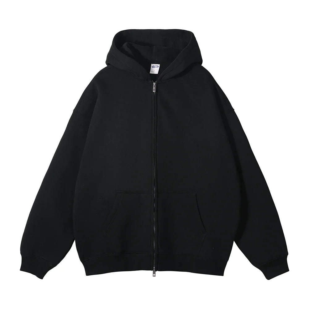 Y2K Double Headed Plain Zip Up Hoodie