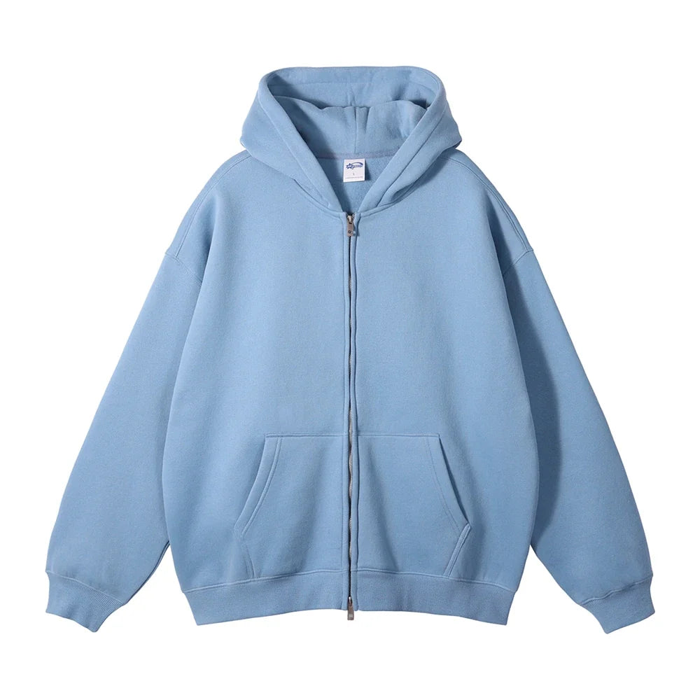 Y2K Double Headed Plain Zip Up Hoodie