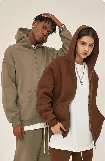 Y2K Double Headed Plain Zip Up Hoodie