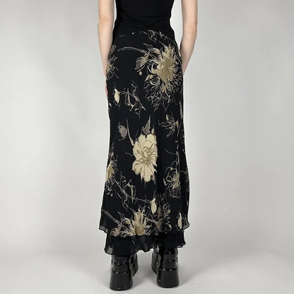 Y2K Double Layer Mesh A-line Midi Skirt