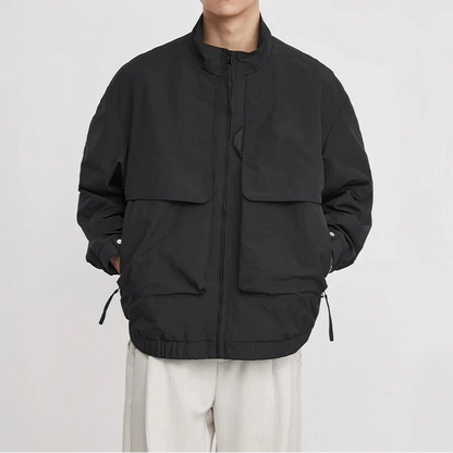 Y2K Double Pocket Stand Collar Cargo Windbreaker Jacket