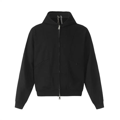 Y2K Double Zip Up Panelled Spliced Hoodie