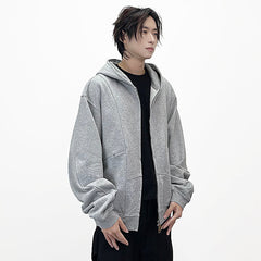 Y2K Double Zip Up Panelled Spliced Hoodie