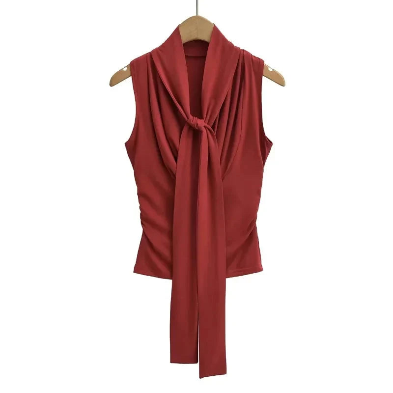 Y2K Draped Cowl Tank Top With Scarf