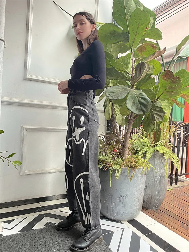 Y2K "Dripping Smiles" High Waist Jeans