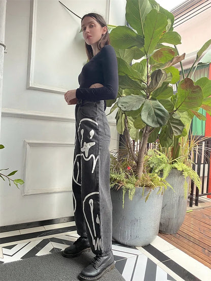 Y2K "Dripping Smiles" High Waist Jeans