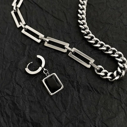 Y2K Earring Pendant Splice Chain Necklace