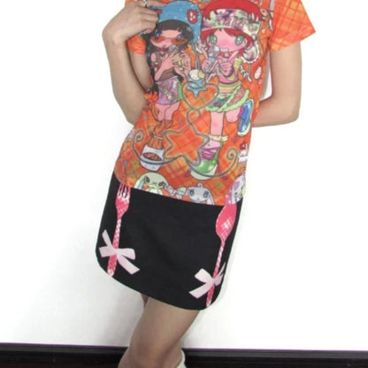 Y2K Eat Me Print A Line Mini Skirt