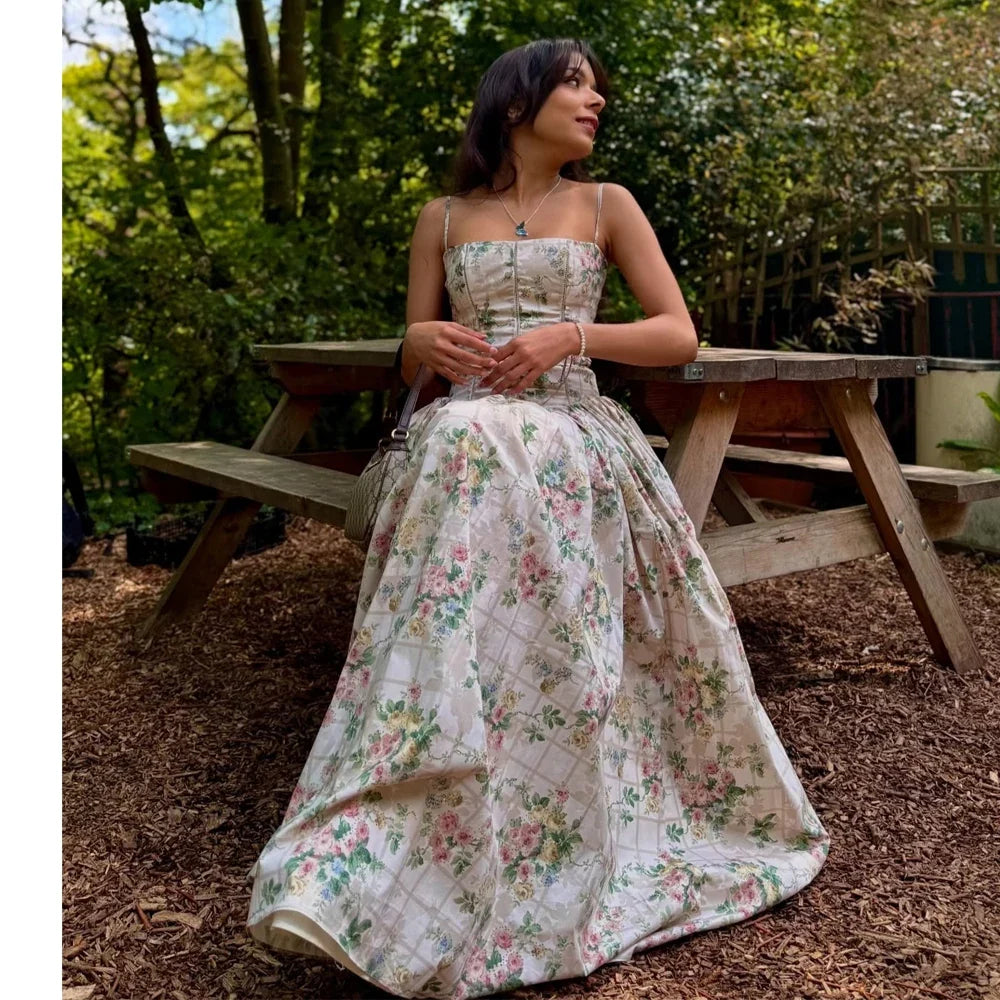 Y2K Elegant Floral Midi Dress