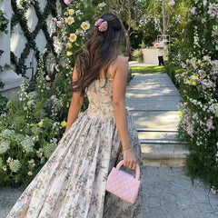 Y2K Elegant Floral Midi Dress