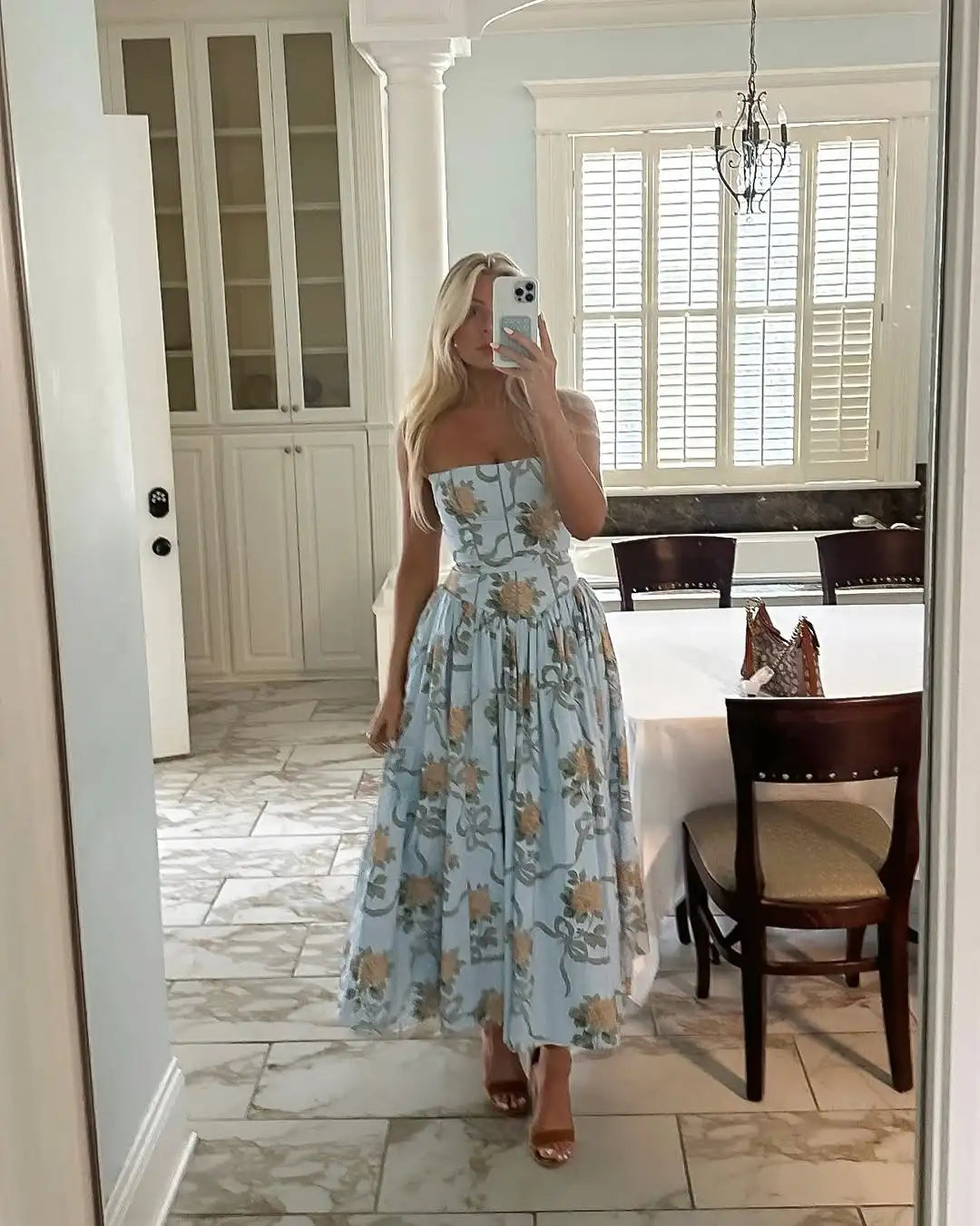 Y2K Elegant Floral Midi Dress